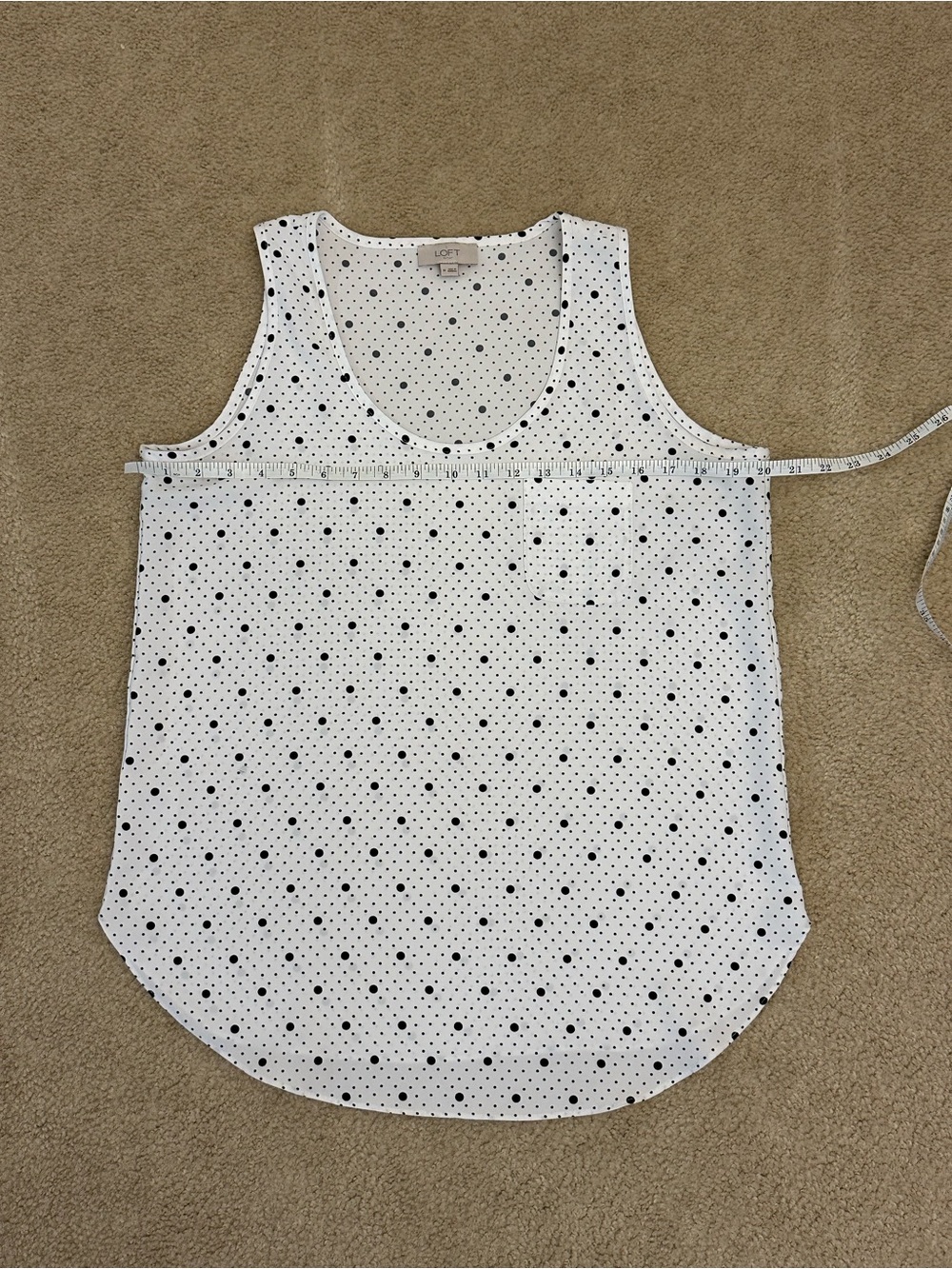 LOFT White Tank Top with Black Polka Dots M Women’s